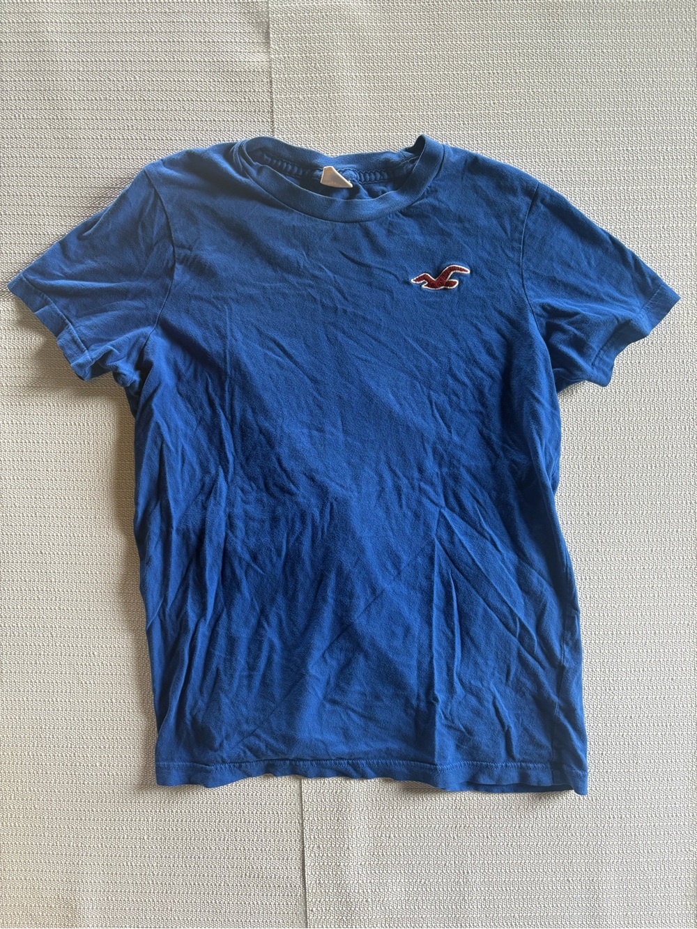 Hollister Men's Deep Blue Short Sleeve Logo Tee